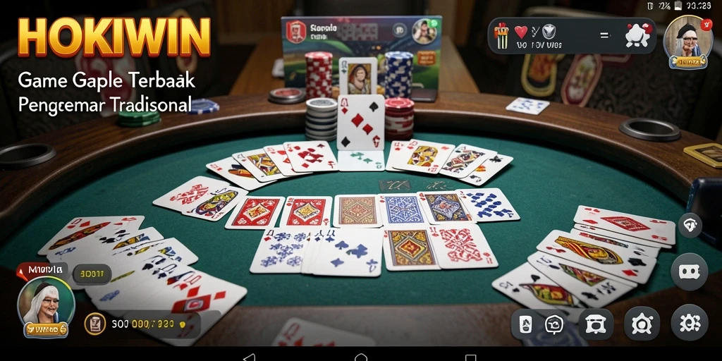 Screenshot HOKIWIN menampilkan pemain yang sedang asyik bermain Gaple.