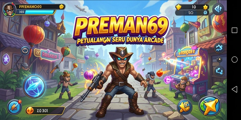 Tangkapan layar PREMAN69 menampilkan aksi seru dari gameplay Arcade.