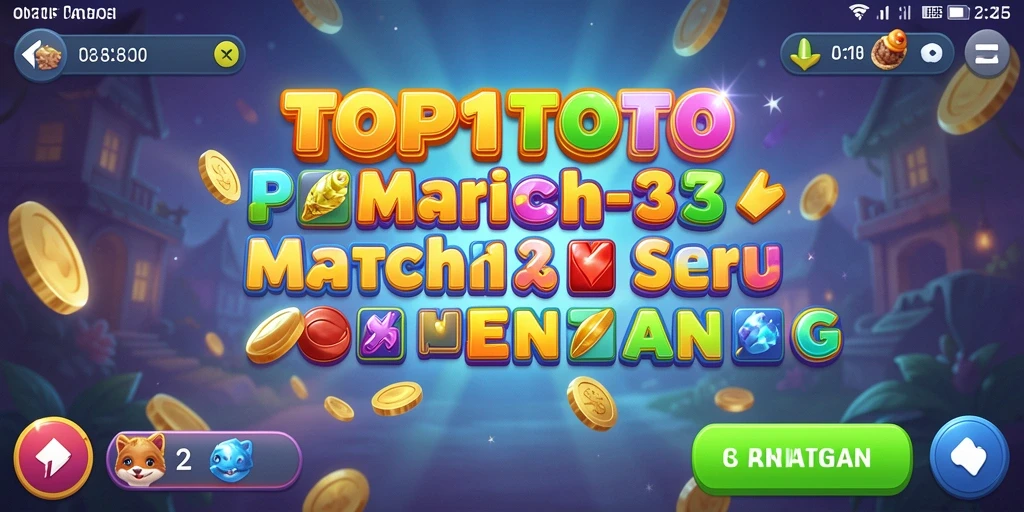Screenshot gameplay TOP1TOTO yang menunjukkan momen mencocokkan permata.